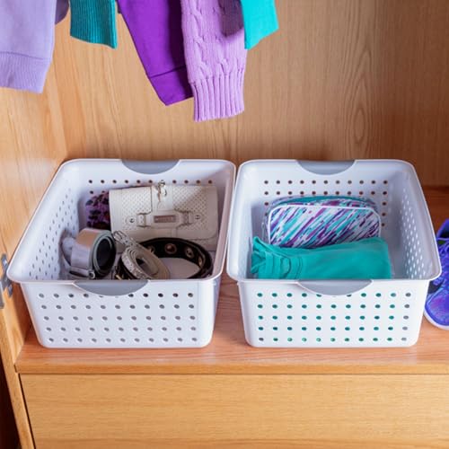 6-Pack White Plastic Storage Basket A964