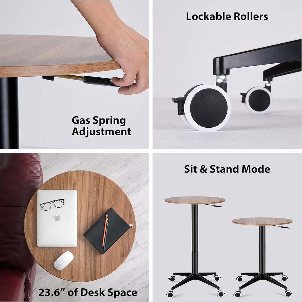 Height Adjustable Rolling Laptop Stand Desk with Locking Wheels M4959