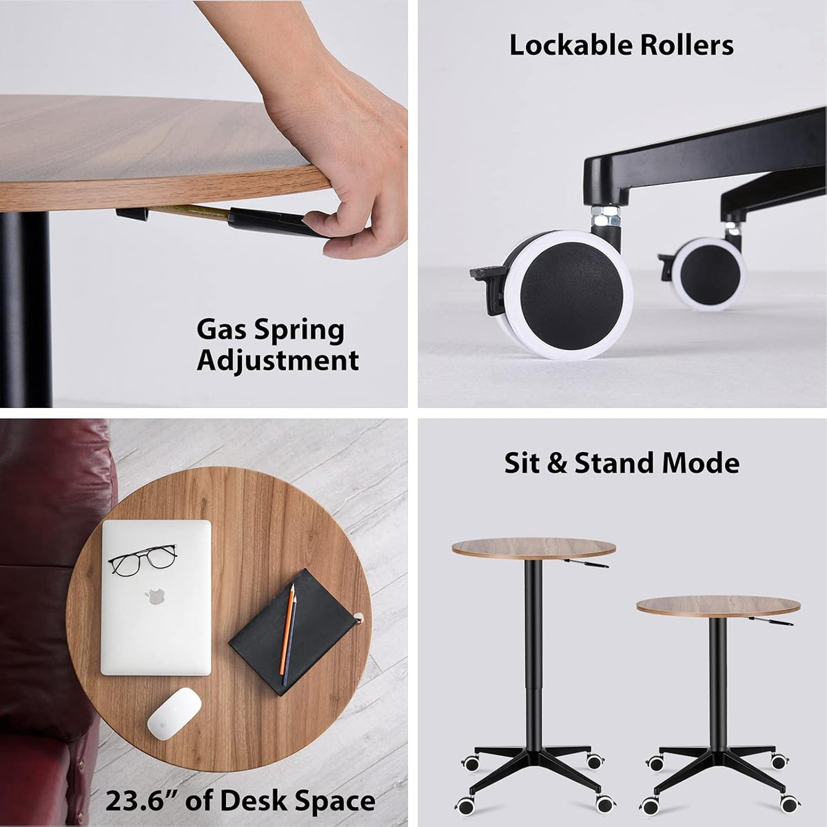 Height Adjustable Rolling Laptop Stand Desk with Locking Wheels M4959
