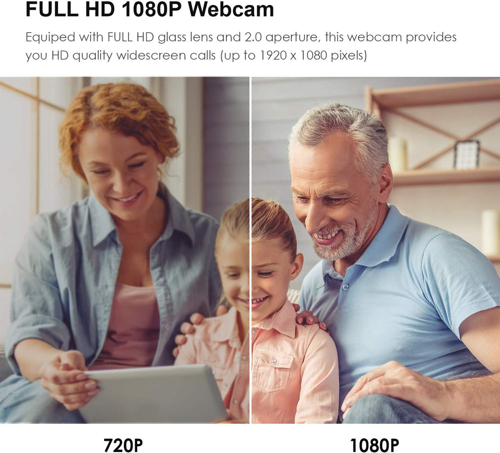 Full HD 1080P Webcam with Built-in Mic J38074