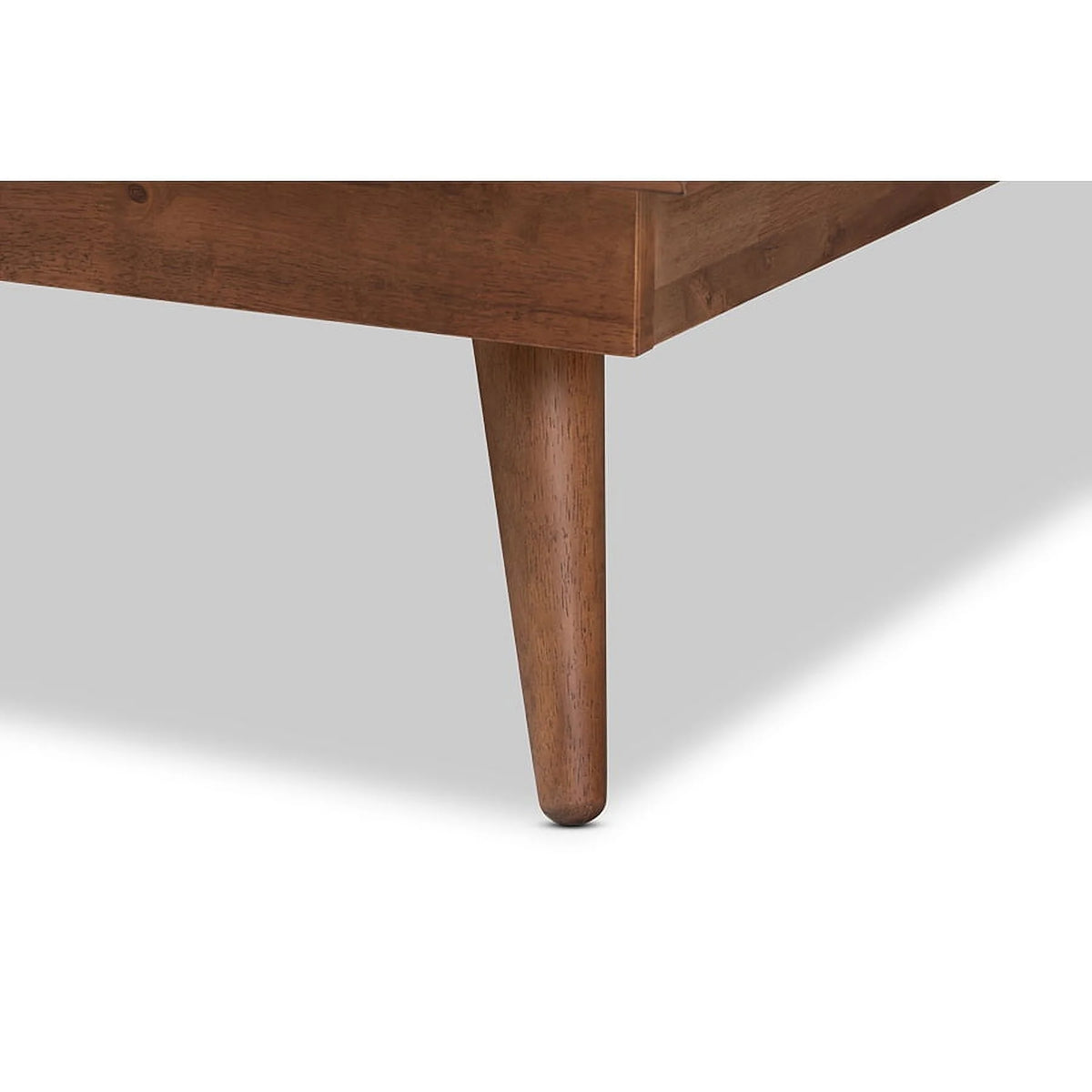 Walnut Brown Wood and Synthetic Rattan Full Size Platform Bed V989