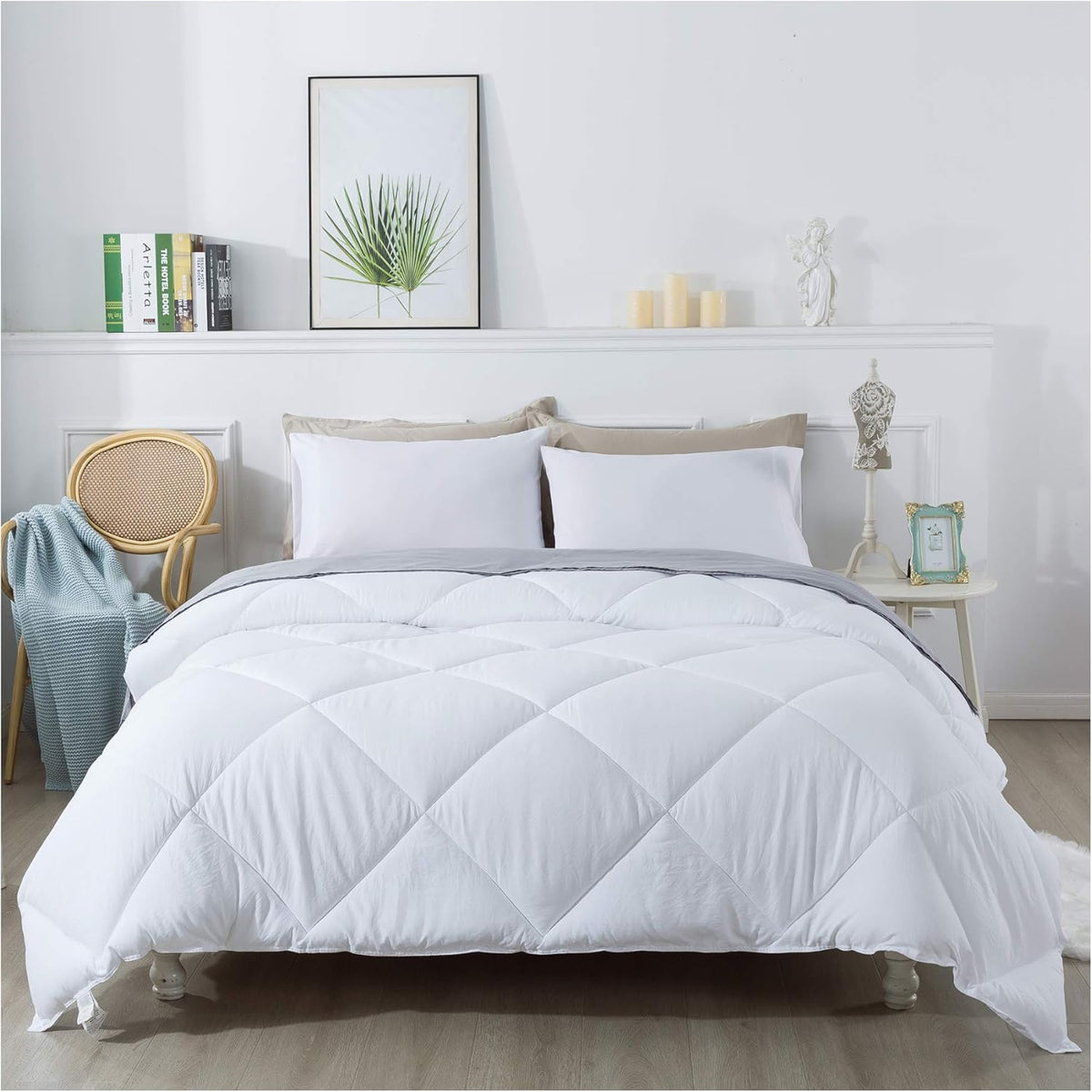 Twin Reversible Comforter Set with Down Alternative Filling K26358