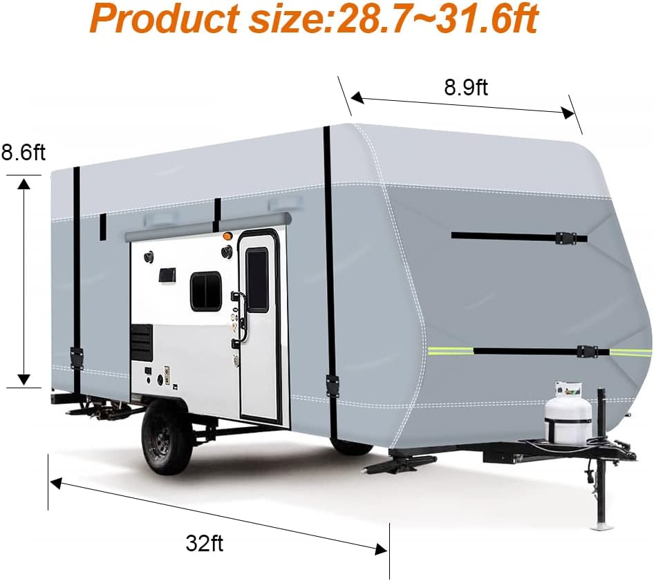 Waterproof Oxford Travel Trailer RV Cover with Tire Cover D140674