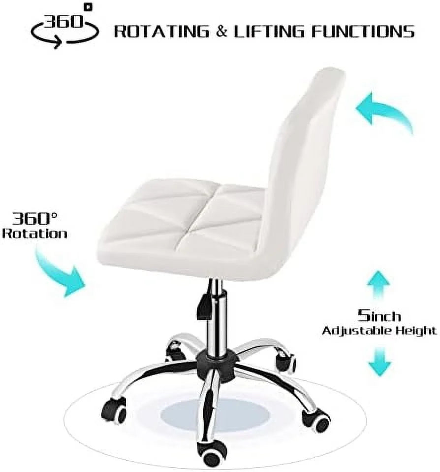 Armless Swivel Office Chair Set of 2 Brown Z1702