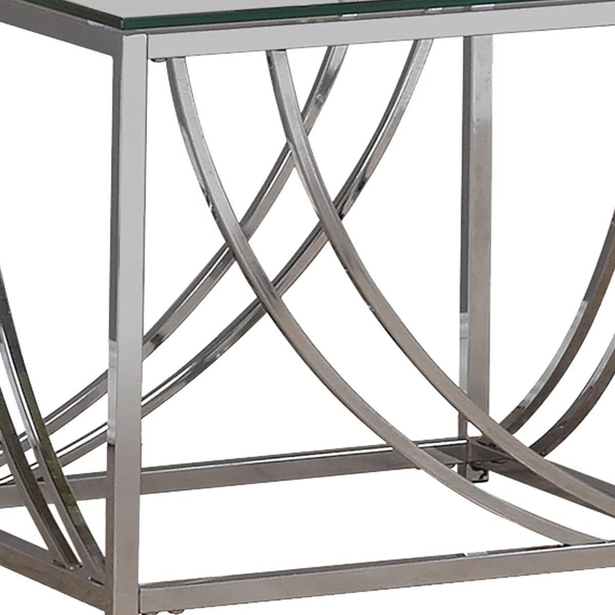 Tempered Glass Top End Table with Metal Tubular Legs C513197