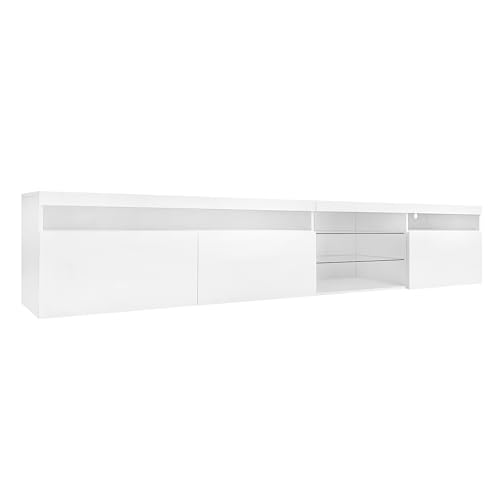 Black TV Stand with LED Lights and Storage R28169