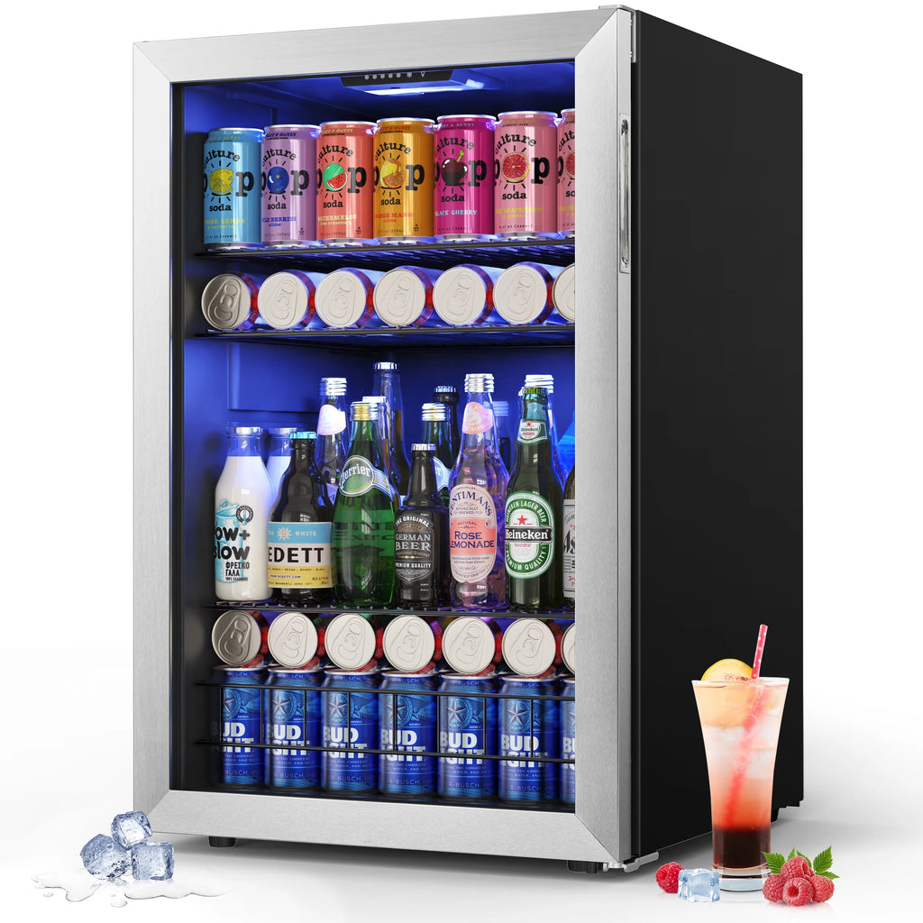 141-180 Can Freestanding Mini Beverage Refrigerator with Glass Door J2684