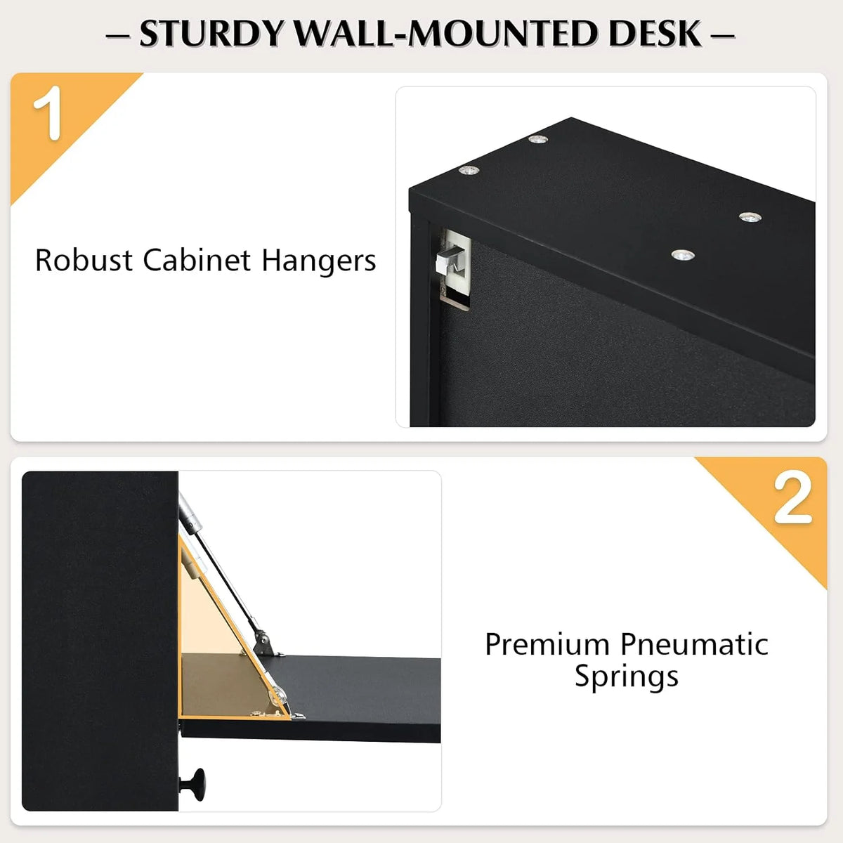 Wall-Mounted Computer Desk with Storage Drawer & Shelves Black P85843