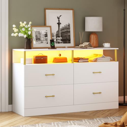 White 4 Drawer Wood Dresser W923425