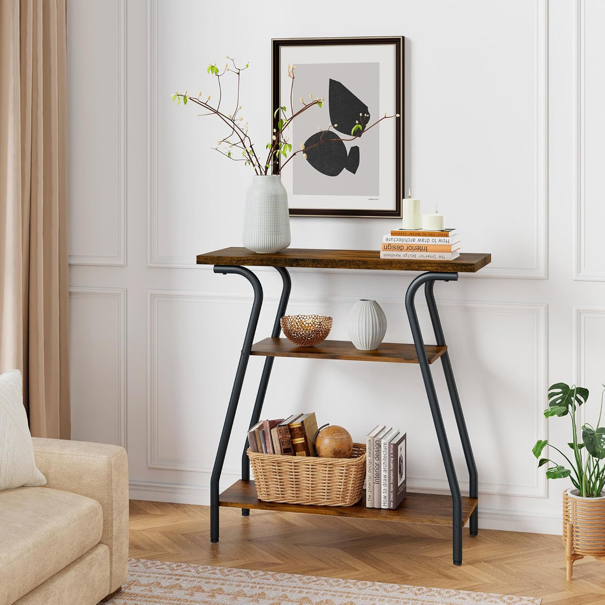Narrow Console Table with Storage Shelves O76127