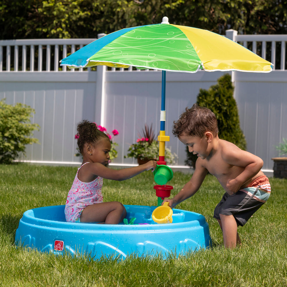 Blue Plastic Kiddie Pool with Umbrella T41757