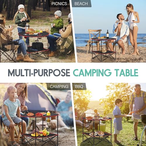 Portable Folding Picnic Table with 4 Cup Holders and Carrying Bag F94323