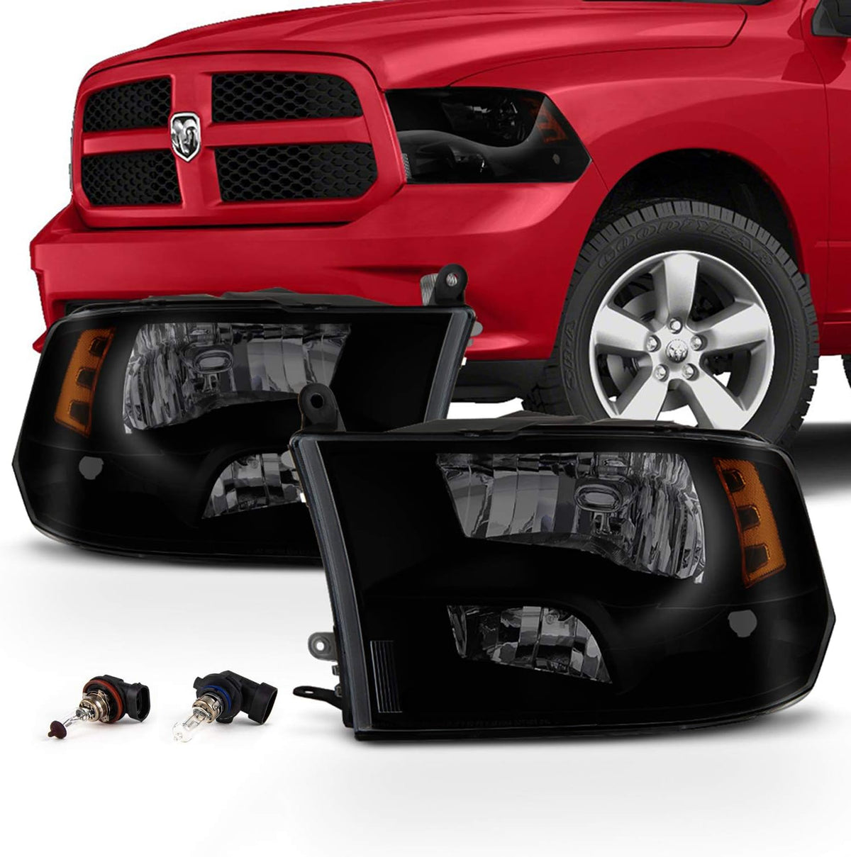 Black Headlight Driver and Passenger Side Q180160