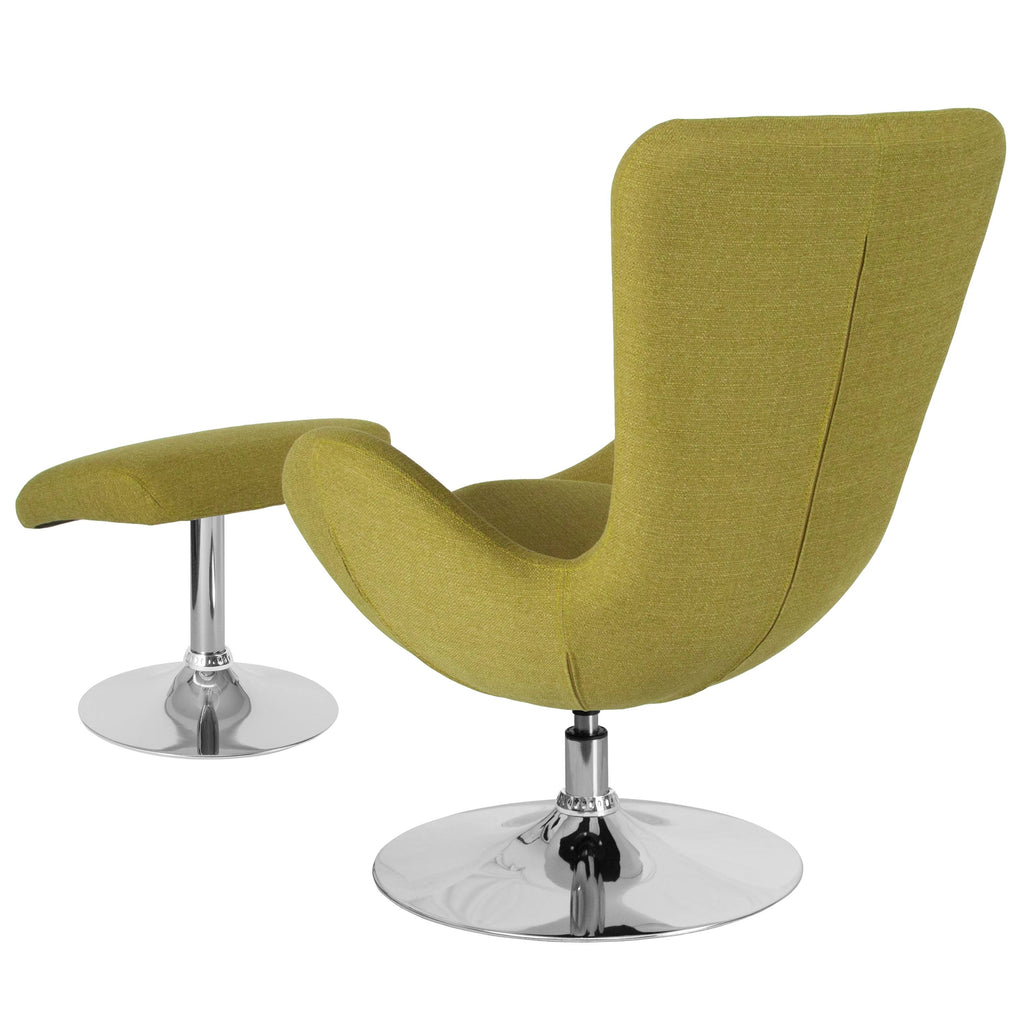 Green Fabric Side Reception Chair with Ottoman Q368175