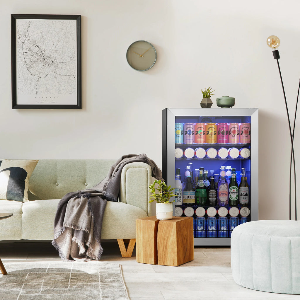 141-180 Can Freestanding Mini Beverage Refrigerator with Glass Door J2684