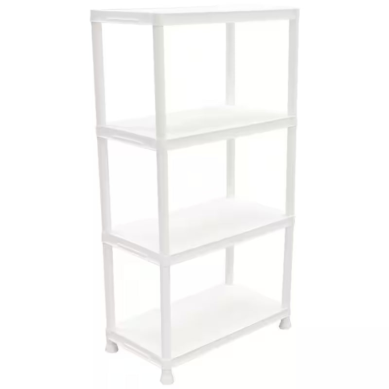 4-Tier Grey Plastic Storage Shelving Unit V814333