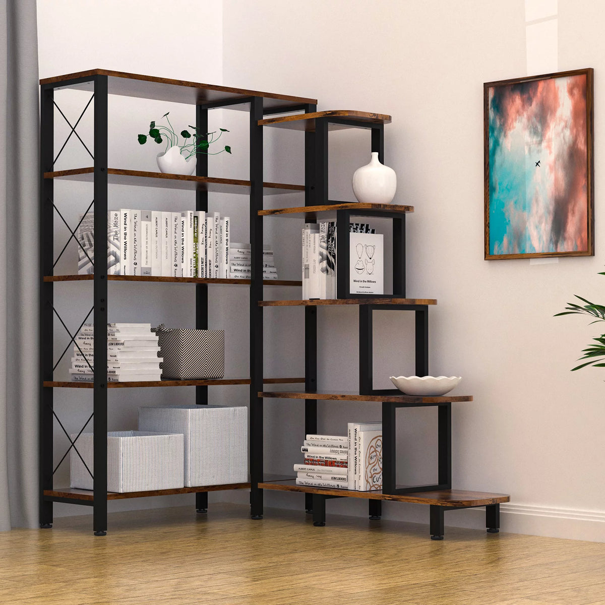 Large Reversible 5 Tier Corner Bookshelf D21489