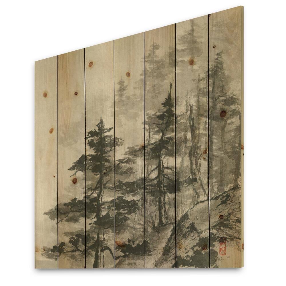 Grey Natural Pine Wood Print N4400