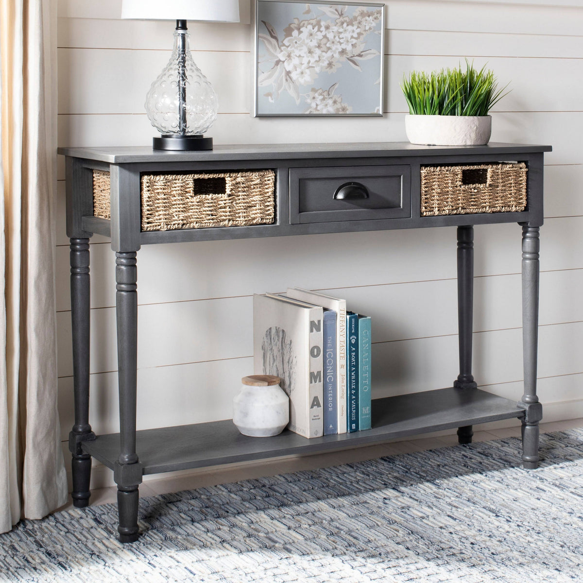 Wicker Console Table with Storage I79701