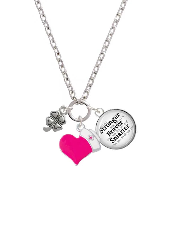 Hot Pink Four Leaf Clover Nurse Necklace R97258