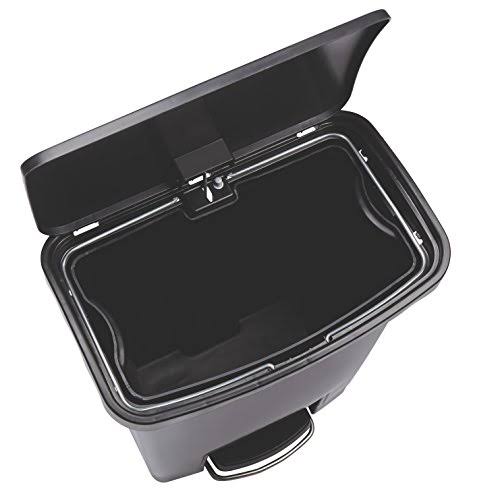 Black 13.2 Gal Plastic Step-On Trash Can J9890