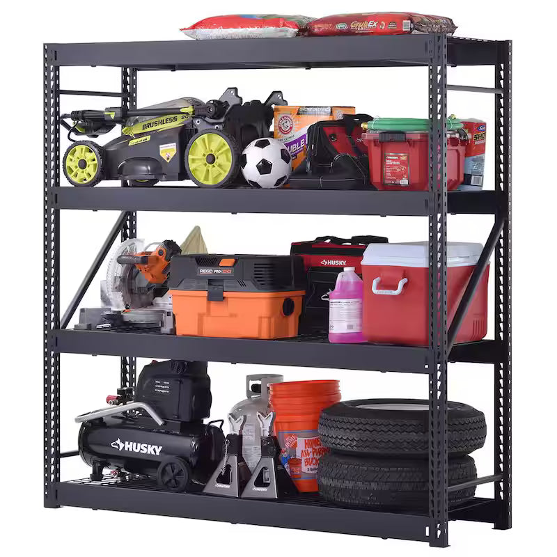 4-Tier Steel Garage Storage Shelving Unit in Black N7294