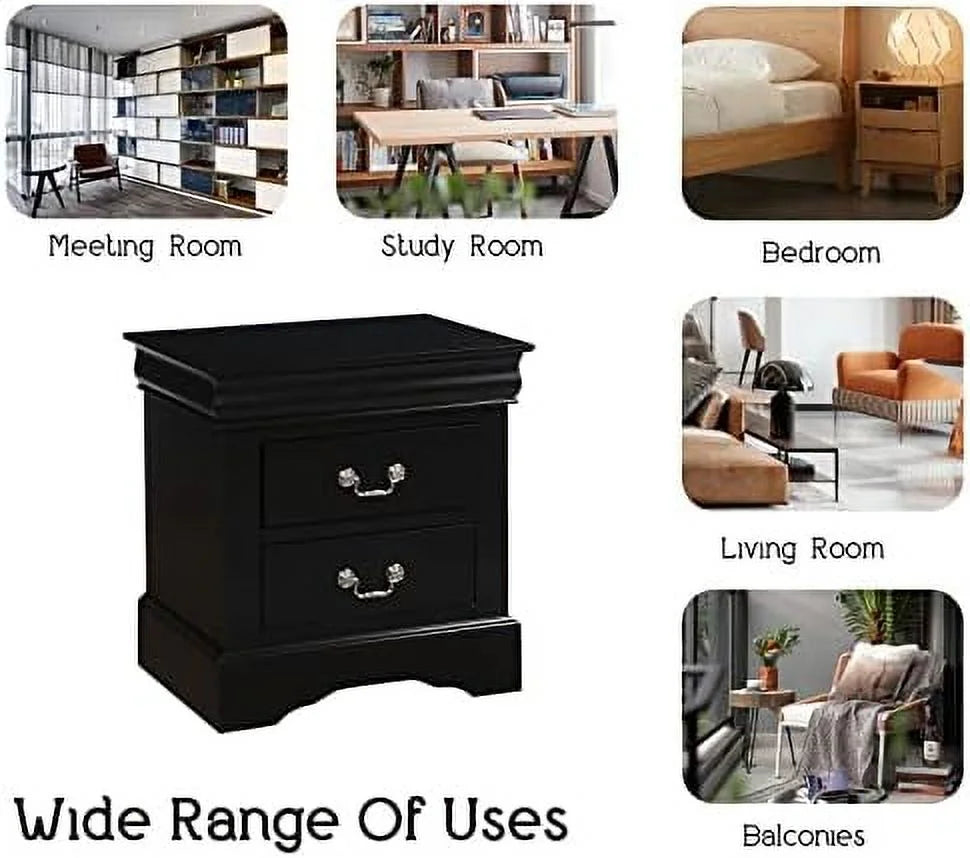 Small Wooden Nightstand with 2 Drawers B71610