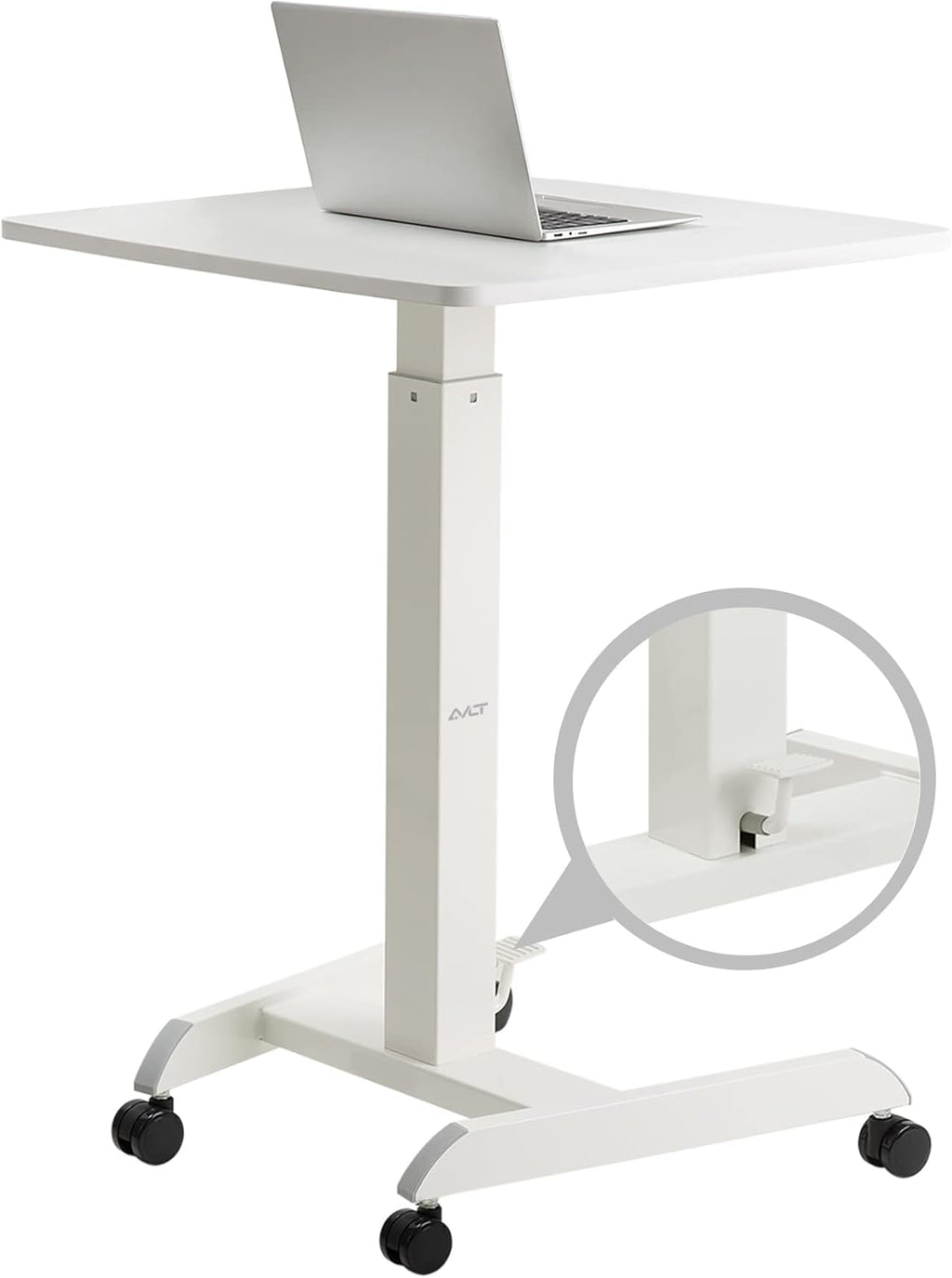 44 Height Adjustable Pneumatic Laptop Standing Desk Cart with Brake Casters M69525