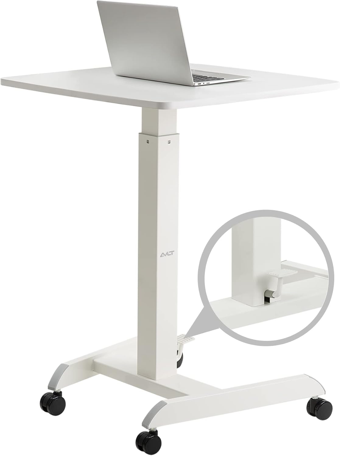 44 Height Adjustable Pneumatic Laptop Standing Desk Cart with Brake Casters M69525