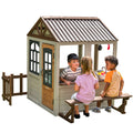 Wooden Outdoor Playhouse with Doorbell and 13 Pieces K343