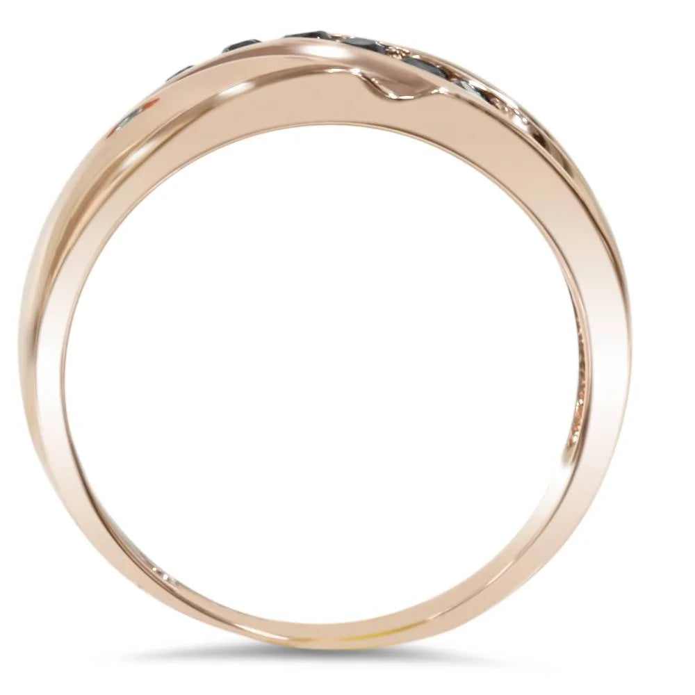 14K Rose Gold Black Diamond Wedding Ring R224282