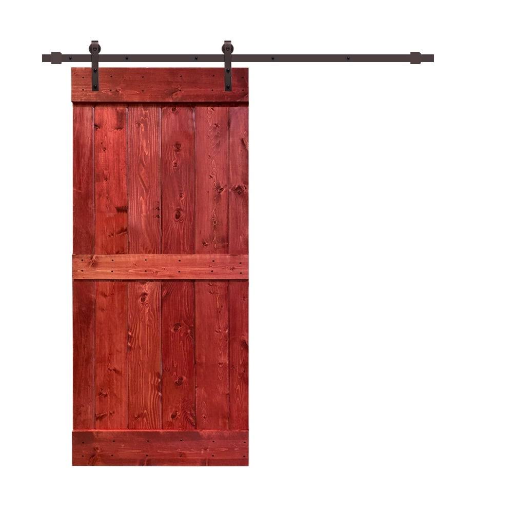 Charcoal Black Stained Wood Interior Sliding Barn Door with Hardware Kit N768042