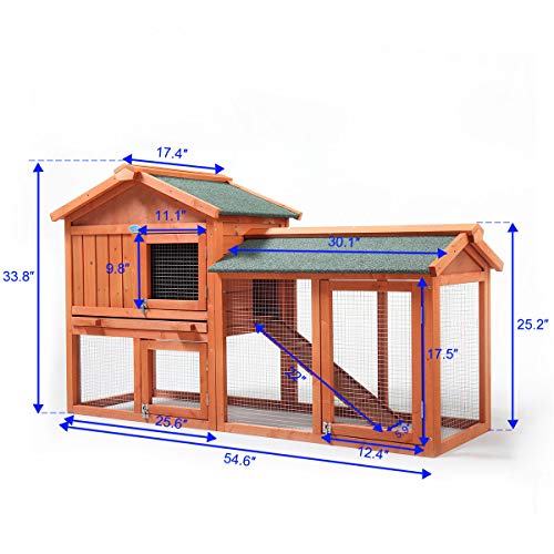 Orange Wooden Rabbit Hutch with Removable Tray & Ramp E8624