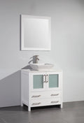 30 in. White Single Sink Vanity Cabinet with Ceramic Vessel Sink & Mirror I165039