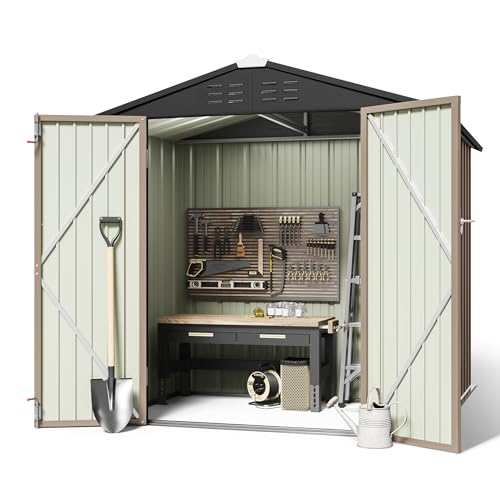 Brown 6 x 8 ft. Metal Outdoor Storage Shed V908