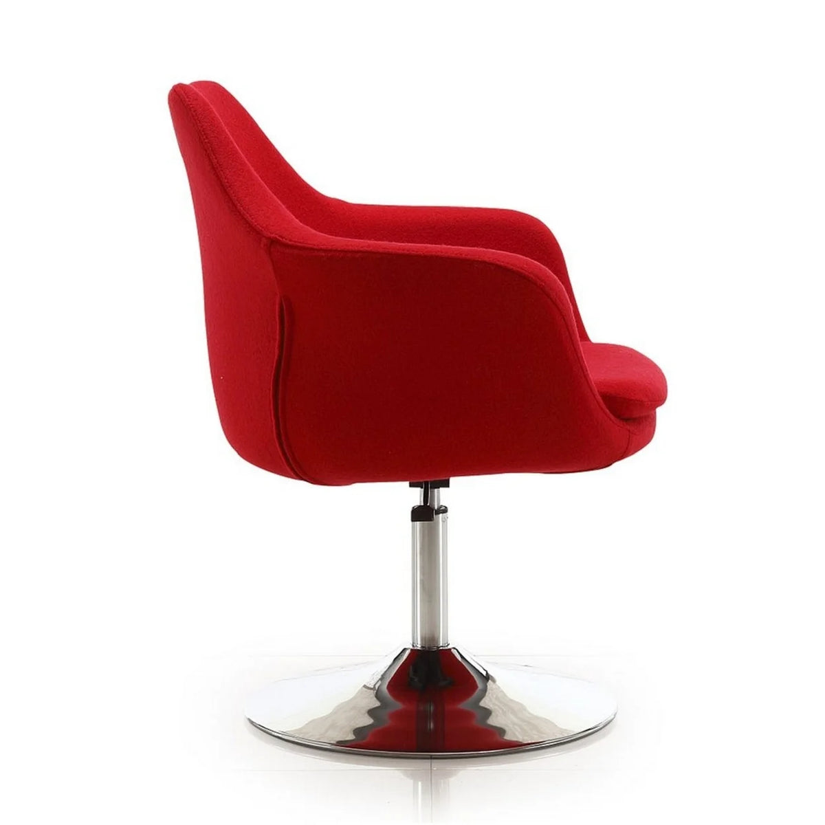Red Polished Chrome Wool Blend Adjustable Height Swivel Accent Chair N641607