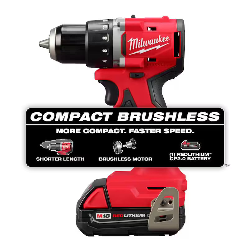 18V Brushless Cordless 1/2 in. Compact Drill/Driver with 2.0 Ah Battery S6601