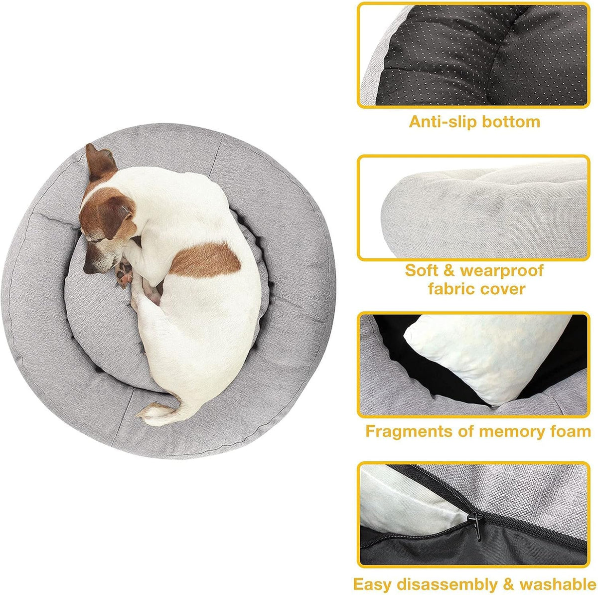 Memory Foam Dog Bed with Removable Washable Pad and Anti-Slip Bottom P218450