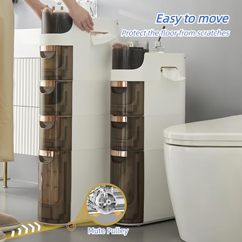 2-Tiers Slim Bathroom Floor Cabinet with Drawers Z44411