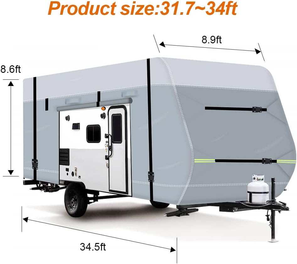 Waterproof Oxford Travel Trailer RV Cover with Tire Cover D140674