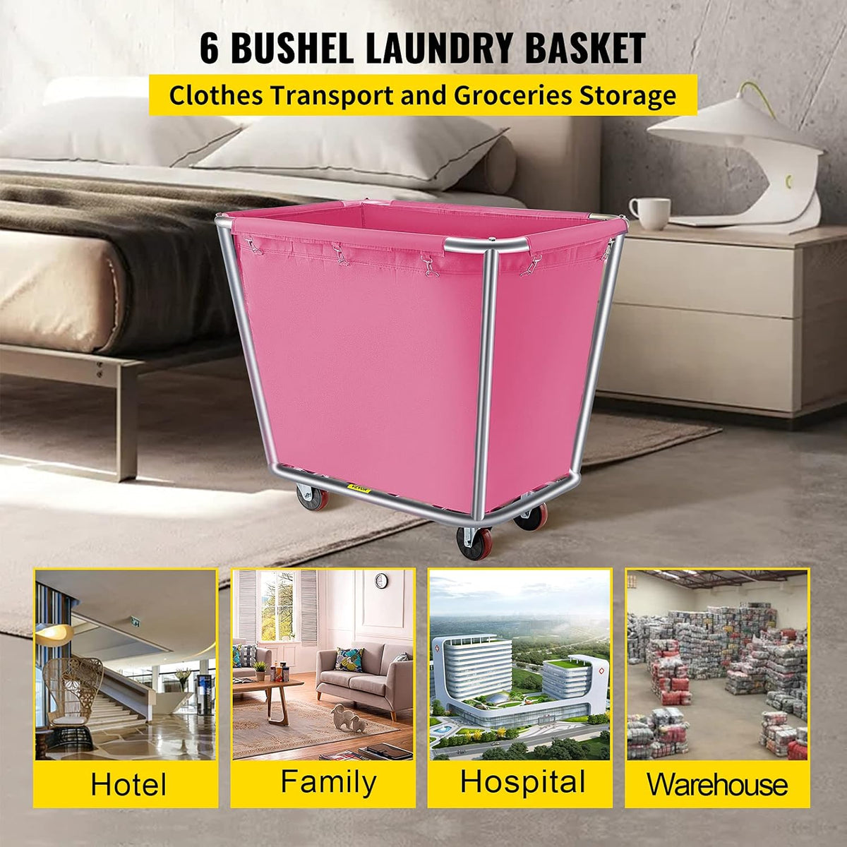 6 Bushel Steel Canvas Laundry Cart O53771