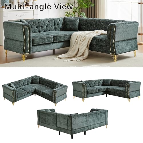 81.5" Chenille L-Shaped 5-Seater Sectional Sofa with 3 Cushions (Gray) G254546