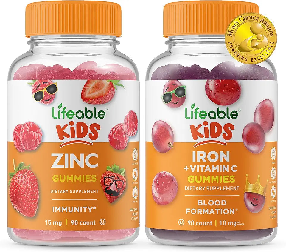 Zinc Iron Vitamin C Kids Gummies Bundle Gluten Free Chewable Gummy O81112