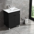 Black Free Standing Bathroom Vanity Cabinet with 2 Doors Undermount Resin Sink and Chrome Faucet I91030