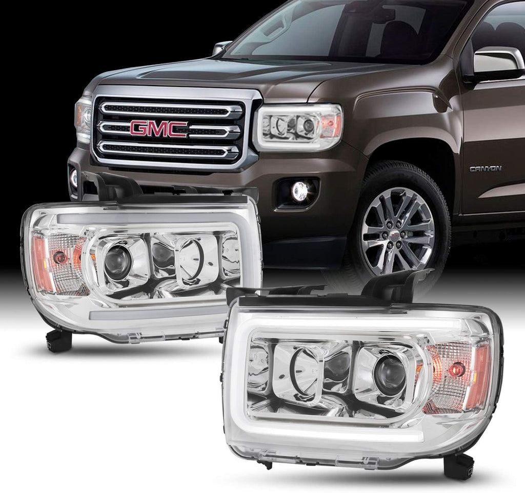 Black LED Projector Headlights Pair Housing R747