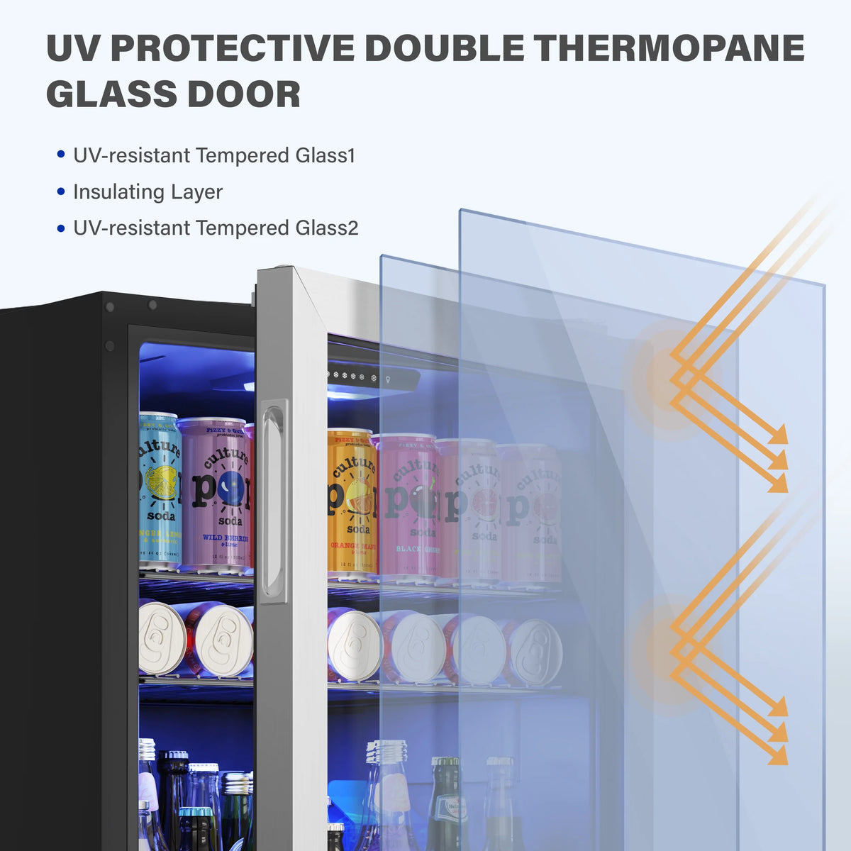 141-180 Can Freestanding Mini Beverage Refrigerator with Glass Door J2684