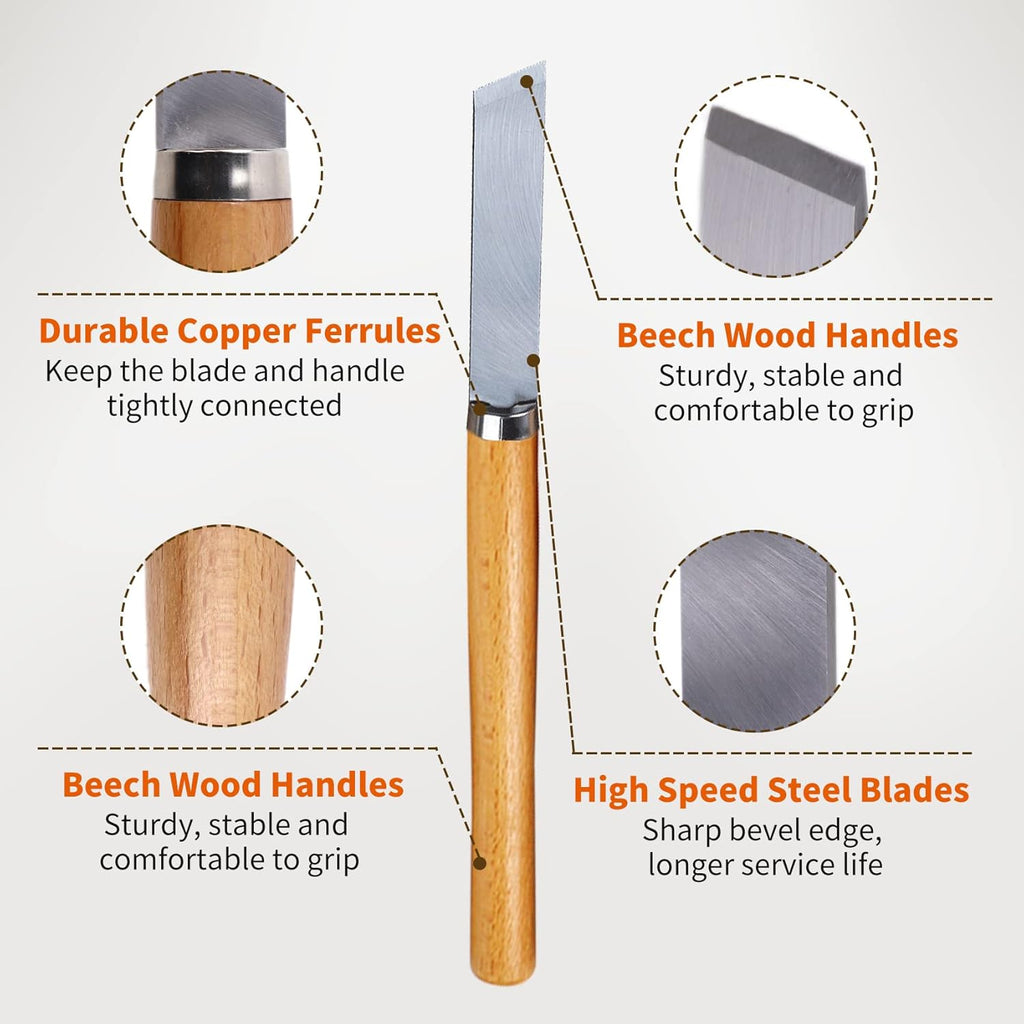 8 Pcs Wood Lathe Chisel Set with Wooden Case F1989