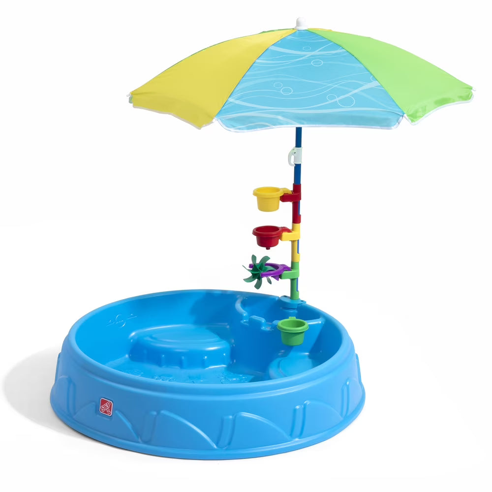 Blue Plastic Kiddie Pool with Umbrella T41757