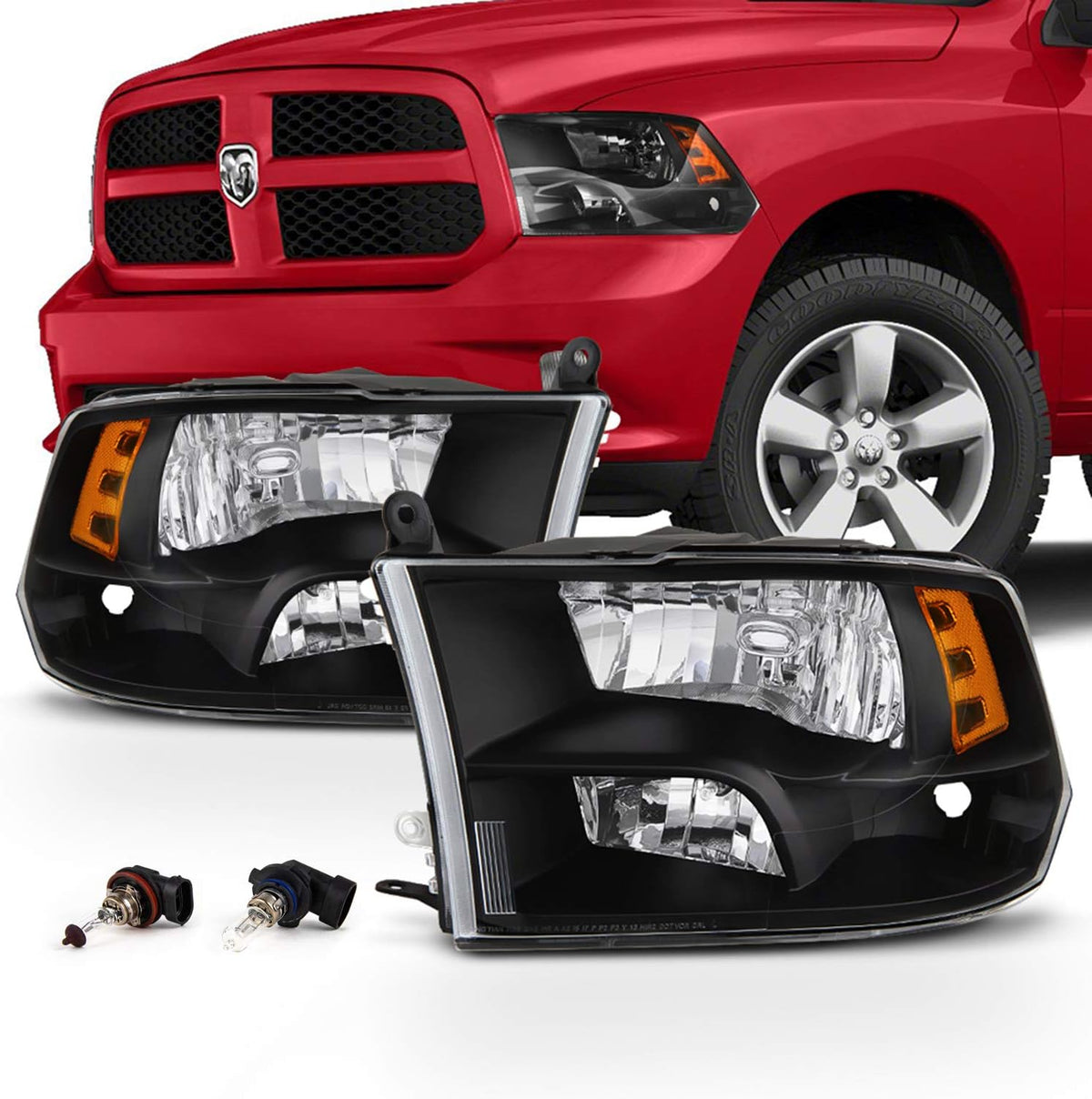 Black Headlight Driver and Passenger Side Q180160