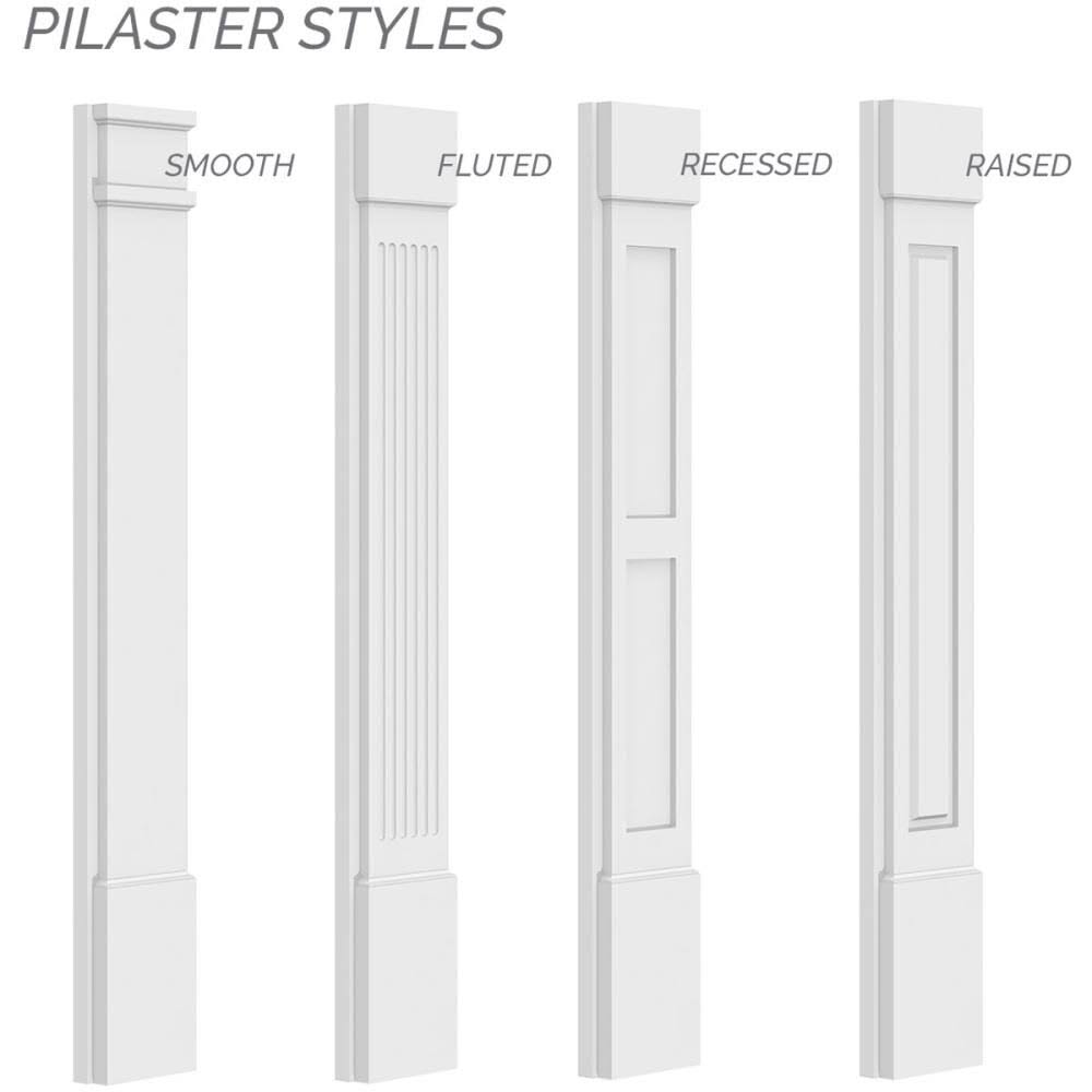 Flat Panel PVC Pilaster with Capital and Base (Pair) J5858
